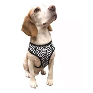 Woof Small Black And White Dog Harness With Easy Adjustable Snap Buckle